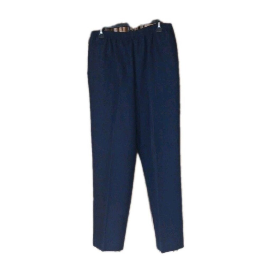 Alfred Dunner Pants Women's Size Large Elastic Waist Navy Blue New Without Tags